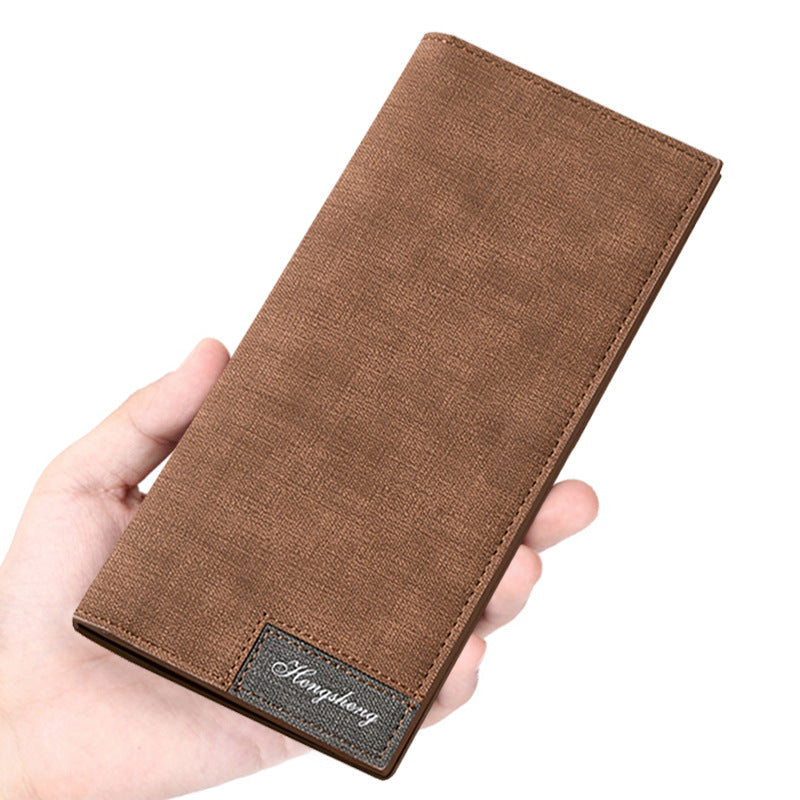 Long Thin Section Youth Men's Frosted Leather Multifunctional Wallet.