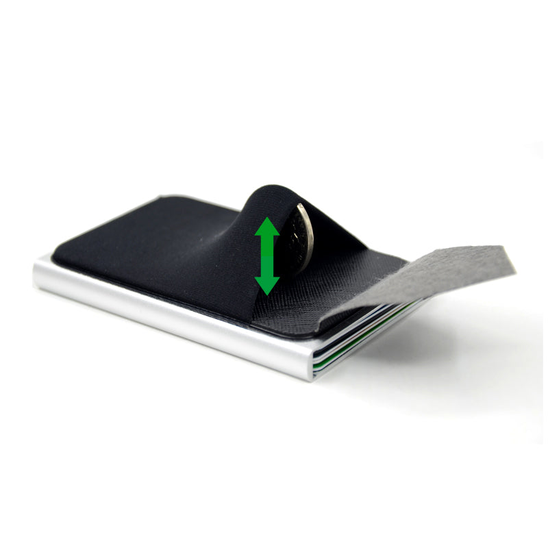 Slim Aluminum Card Wallet With Elasticity Back Pouch ID.